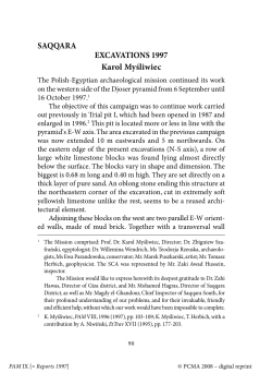 SAQQARA EXCAVATIONS 1997 Karol Myśliwiec