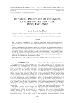 optimized indicators of technical analysis on the new york stock