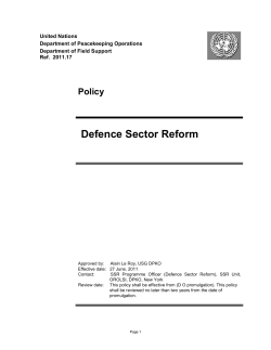 Defence Sector Reform (DSR) Policy