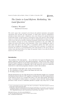 The Limits to Land Reform: Rethinking `the Land