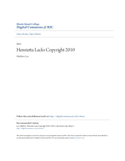 Henrietta Lacks Copyright 2010 - Digital Commons @ RIC