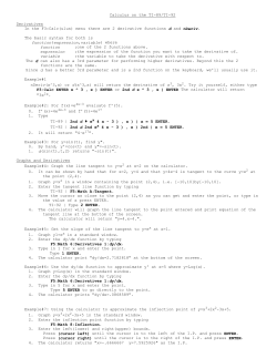 Calculus on the TI-89/TI-92 Derivatives In the F3:Calc(ulus) menu