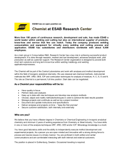 Chemist at ESAB Research Center