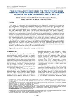 Fatores psicossociais de risco e prote&ccedil;&atilde;o &agrave; desnutri&ccedil;&atilde;o infantil em