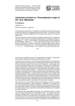 Interactive comment on &ldquo;Thermodynamic origin of life&rdquo; by K