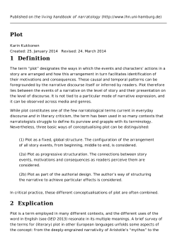 Plot 1 Definition 2 Explication - the living handbook of narratology