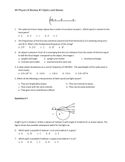 AP Physics B Review #7-Optics and Waves