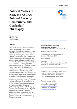 Political Values in Asia, the ASEAN Political Security Community