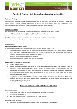 Nutrient Testing, Soil Amendments and Amelioration