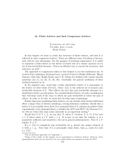 10. Finite Lattices and their Congruence Lattices If memories are all I