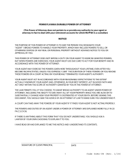 PENNSYLVANIA DURABLE POWER OF ATTORNEY