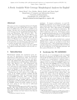 A Freely Available Wide Coverage Morphological Analyzer for English