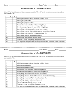 Characteristics of Life - EXIT TICKET!