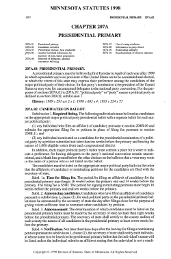 chapter 207a presidential primary minnesota statutes 1998