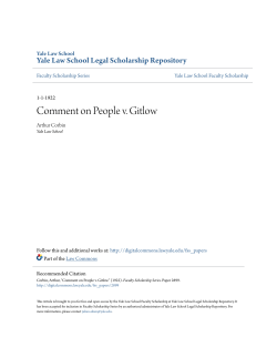 Comment on People v. Gitlow - Yale Law School Legal Scholarship