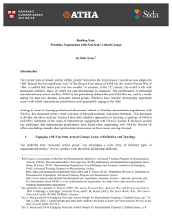 Briefing Note on "Frontline Negotiations with Non