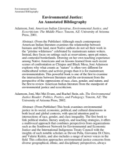 Environmental Justice: An Annotated Bibliography