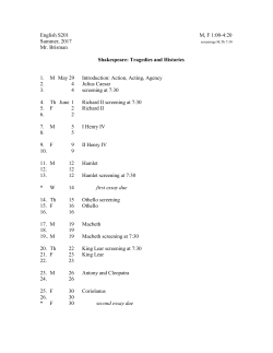ENGL S201 - Shakespeare: Tragedies and