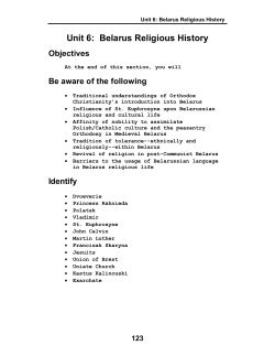 Unit 6: Belarus Religious History