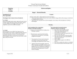 Clover Park School District Physics Curriculum Guide 2013