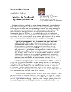 Nutrition for People with Epidermolysis Bullosa