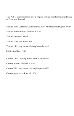 Liquidity Ratios and Cash Balances