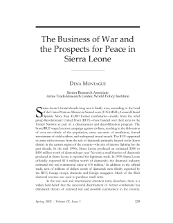 The Business of War and the Prospects for Peace in Sierra Leone