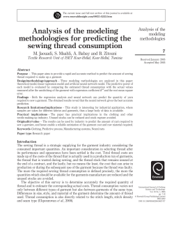 Analysis of the modeling methodologies for predicting the sewing