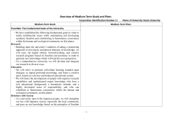 Overview of Medium-Term Goals and Plans (FY2010