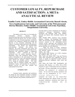 CUSTOMER LOYALTY, REPURCHASE AND SATISFACTION: A