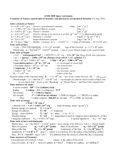 Constants and Formulae 1 - Center for Astrophysics and Space