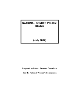 NATIONAL GENDER POLICY: BELIZE (July 2002)