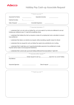 Holiday Pay Cash Up Request form candidate