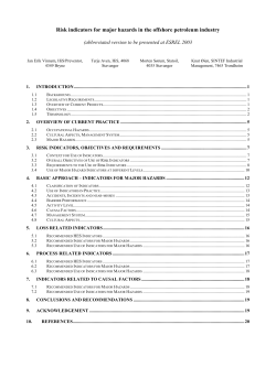 Risk indicators for major hazards in the offshore petroleum industry