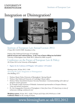 Integration or Disintegration? Conference Programme