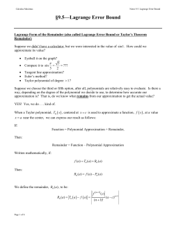 Lagrange Error Bound &sect;9.5