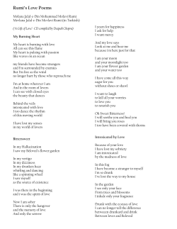 Rumi`s Love Poems