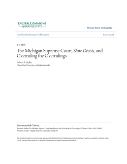 The Michigan Supreme Court, Stare Decisis, and