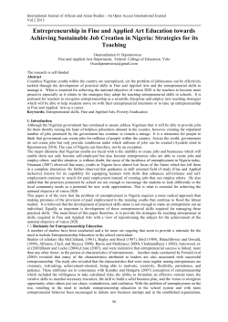 Entrepreneurship in Fine and Applied Art Education