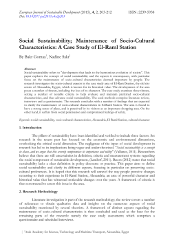 Social Sustainability - European Journal of Sustainable Development