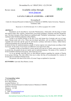 Lavana Varga in Ayurveda - A Review