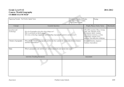 Grade Level 9-12 2011-2012 Course: World Geography
