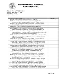 School District of Marshfield Course Syllabus