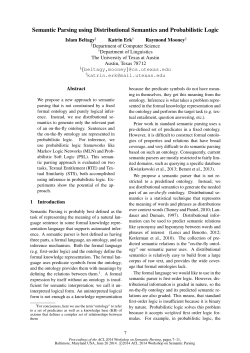 Semantic Parsing using Distributional Semantics and