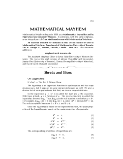 MATHEMATICAL MAYHEM