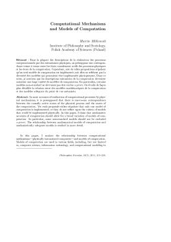 Computational Mechanisms and Models of Computation