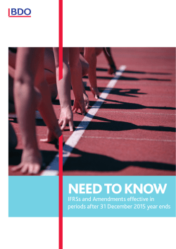 BDO - NEED TO KNOW / IFRSs and Amendments effective_20160120