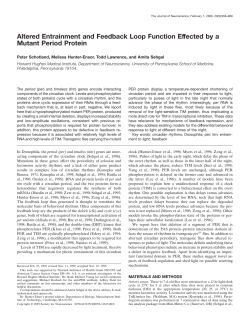 Altered Entrainment and Feedback Loop Function Effected by a