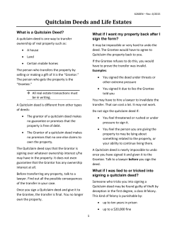 Quitclaim Deeds And Life Estates