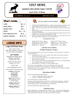 Sep - Oct 2016 - Muskego Moose Lodge #1057